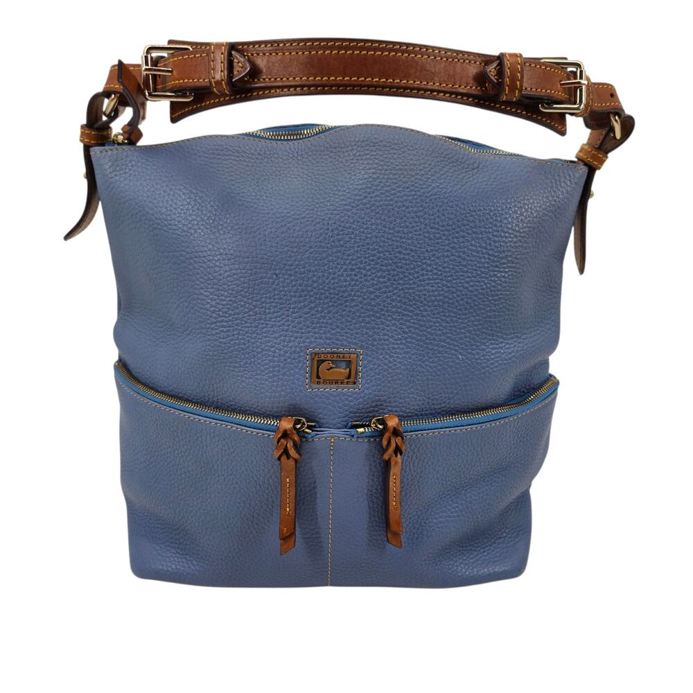 Dooney & Bourke Blue Leather Dillen Medium Pocket Sac Hobo Satchel Shoulder Bag
